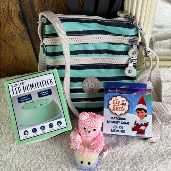 Bundle Kipling Bag Elf on the Shelf Game Humidifier Bear Hat Sock Water Bottle - Picture 3 of 16